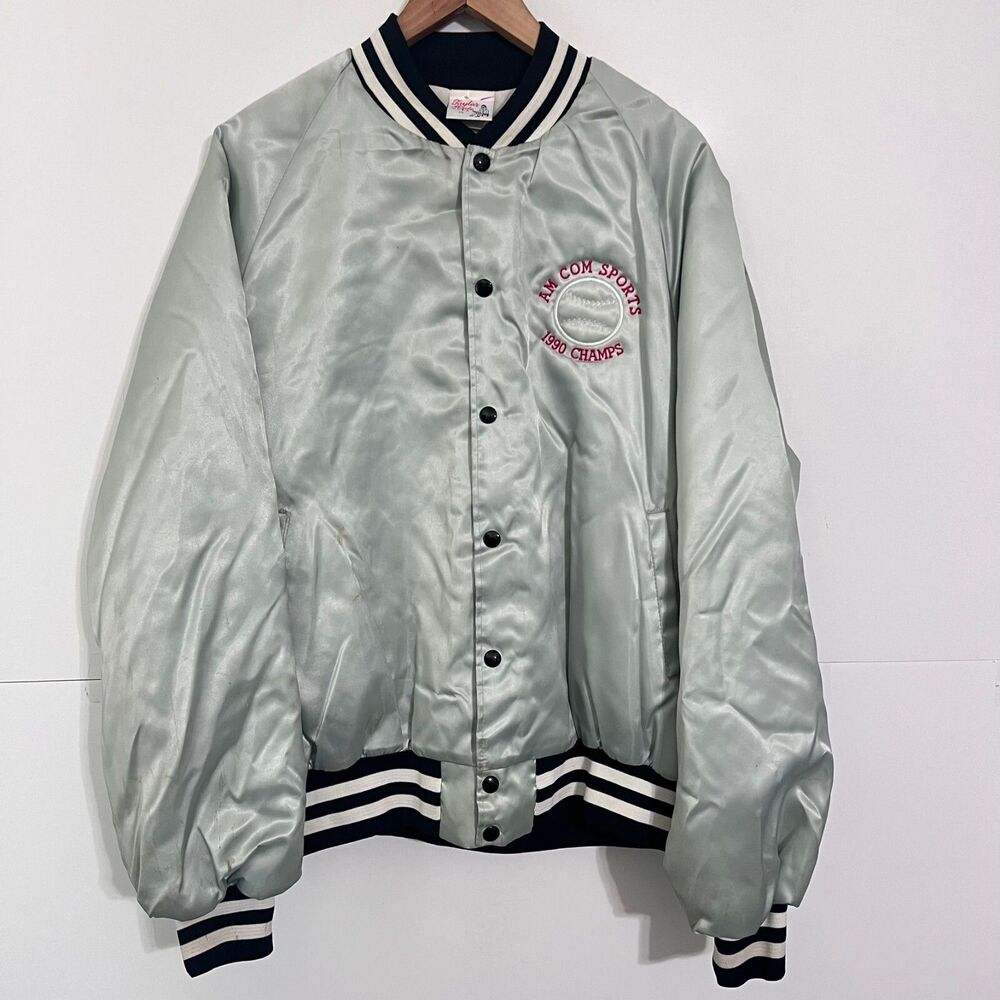 Vintage 90s Taylor Made Mens Varsity Jacket Size XL Nylon Satin Made In USA